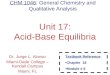 Unit 17: Acid-Base Equilibria