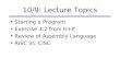 10/9: Lecture Topics