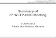 Summary of 8 th  WLTP-DHC Meeting