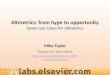 Altmetrics : from hype to opportunity Seven use  cases for  altmetrics