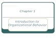 Chapter 1 Introduction to  Organizational Behavior