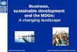Business,  sustainable development  and the MDGs: A changing landscape