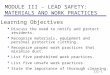 MODULE III - LEAD SAFETY: MATERIALS AND WORK PRACTICES