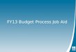 FY13 Budget Process Job Aid