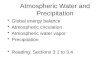 Atmospheric  Water and Precipitation