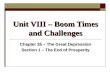 Unit VIII – Boom Times and Challenges