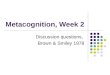 Metacognition, Week 2