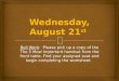 Wednesday, August 21 st