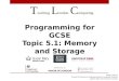 Programming for GCSE Topic 5.1: Memory and Storage