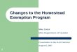 Changes to the Homestead Exemption Program