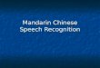 Mandarin Chinese Speech Recognition