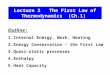 Lecture 2   The First Law of Thermodynamics  (Ch.1)