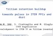 Tritium retention buildup  towards pulses in ITER PFCs and dust