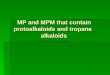 MP and MPM  that contain  protoalkaloids  and  tropane                     alkaloids