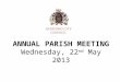 ANNUAL PARISH MEETING Wednesday, 22 nd  May 2013