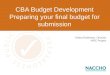 CBA Budget Development Preparing your final budget for submission