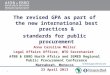 The revised GPA as part of the new international best practices & standards for public procurement