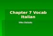 Chapter 7 Vocab Italian