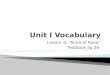 Unit I Vocabulary
