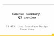 Course summary, Q3 review