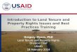 Introduction to Land Tenure and Property Rights Issues and Best Practices Training