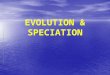 EVOLUTION & SPECIATION
