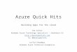 Azure Quick Hits Building  Apps for the cloud