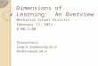 Dimensions  of Learning:  An Overview