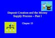 Deposit Creation and the Money Supply Process – Part I