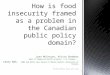 How is food insecurity framed as a problem in the Canadian public policy domain?