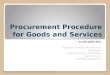 Procurement Procedure for Goods and Services