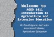Welcome to AGED 1411 Introduction to Agriculture and Extension Education