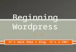 Beginning Wordpress