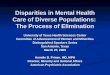 Disparities in Mental Health Care of Diverse Populations:  The Process of Elimination