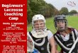Beginners’ Lacrosse Coaching Camp Monday  2  September  2013 1.30pm – 4.30pm