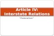 Article IV: Interstate Relations