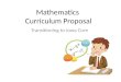 Mathematics  Curriculum Proposal