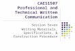 CAES1507 Professional and Technical Written Communication