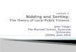 Lecture 1: Bidding and Sorting:   The Theory of Local Public Finance