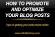 How  to Promote and Optimize Your Blog  Posts