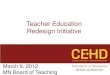 Teacher Education  Redesign Initiative