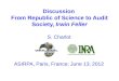 Discussion  From  Republic of Science to  Audit  Society,  Irwin  Feller