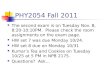 PHY2054 Fall 2011