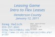 Leasing Game  Intro to Flex Leases Henderson County January 12, 2011