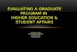 Evaluating a Graduate  Program in  Higher  Education & Student Affairs