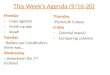 This Week’s Agenda (9/16-20)