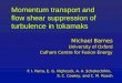 Momentum transport and flow shear suppression of turbulence in tokamaks