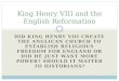 King Henry VIII and the English Reformation