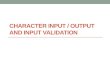 Character Input / Output and Input Validation
