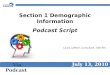 Section 1 Demographic Information Podcast Script